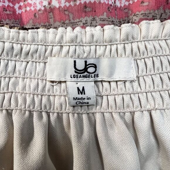 YA Los Angeles Size M Strapless Silk Southwest Print Mini Dress Leather Lace - Picture 7 of 10